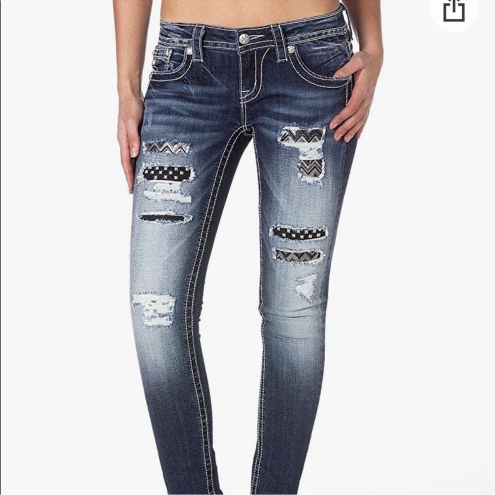 MISS ME Sequins of Events Signature Skinny Blue Denim Jeans JP7212S 28